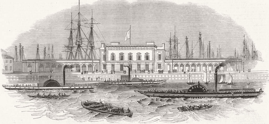 LONDON. Blackwall-Thames Steamer 1846 old antique vintage print picture